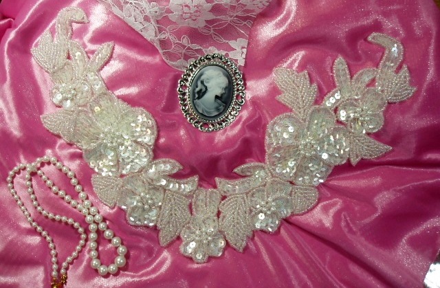 Collar Neckline & Yoke Sequin Appliques 