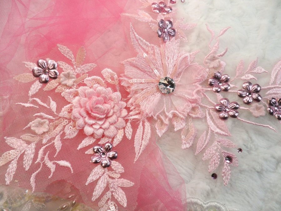 Embroidered 3D Applique Burgundy Wine Floral Sequin Ballet Patch 14" DH70 