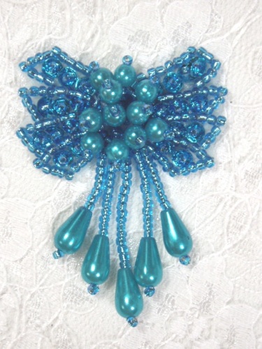 HB6300 Turquoise  Beaded Sequin Hair bow