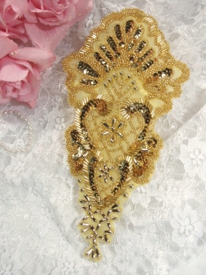 Gold  9.25" Sequin Beaded Appliques 0177