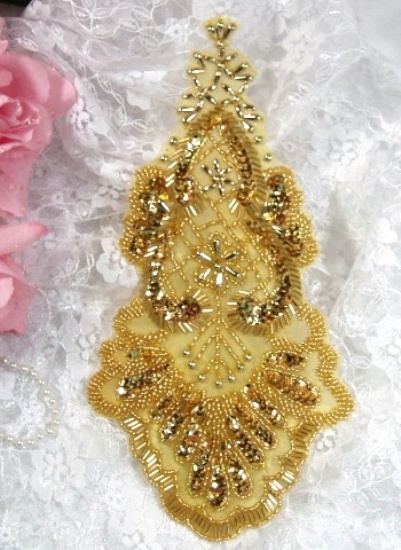 Gold  9.25" Sequin Beaded Appliques 0177