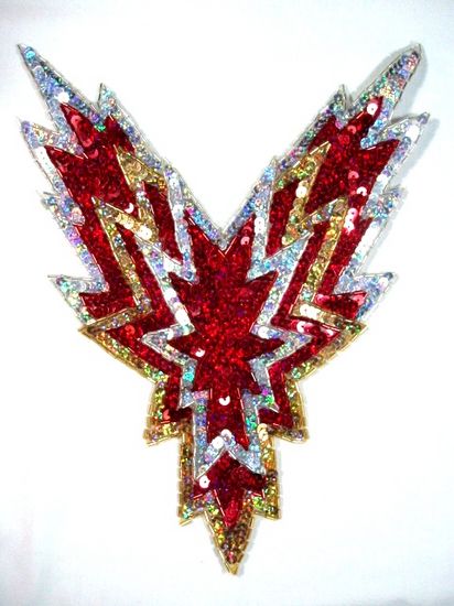 0179  Red Bodice Beaded Sequin Applique 11"