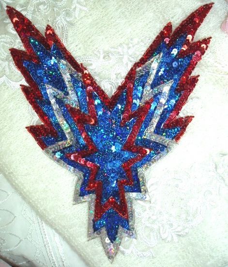 0179  Patriotic Bodice Beaded Sequin Applique 11"