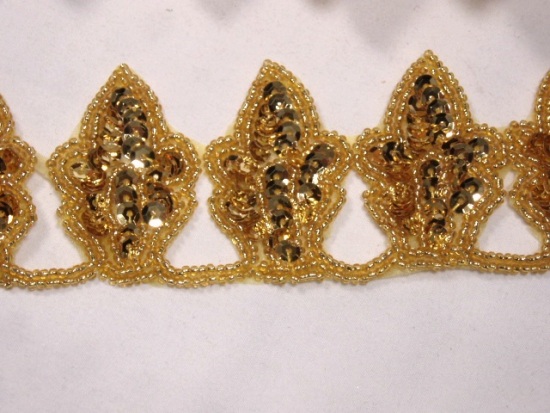 0215  Gold Designer Beaded Sequin Trim