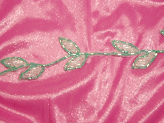 0216 Green and Crystal Leaf Vine Beaded Trim