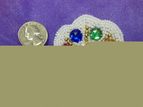 0224   White Pearl Jeweled Beaded Applique 2.5"