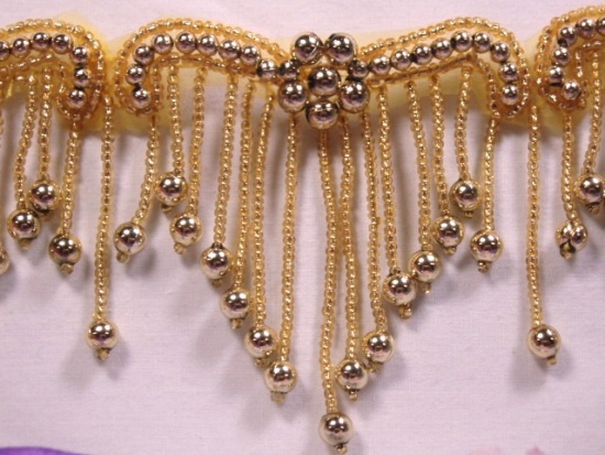 0229  Elegant Gold Beaded Victorian Trim