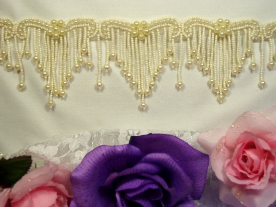 0229  Elegant Ivory Beaded Victorian Trim / Appliques