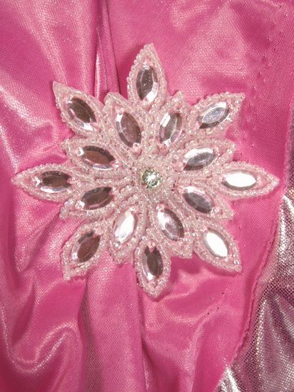0348 Pink  Snowflake Jewel Rhinestone Beaded  Applique 3"