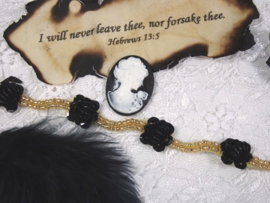 0240  Black Gold Flower Sequin Beaded Trim
