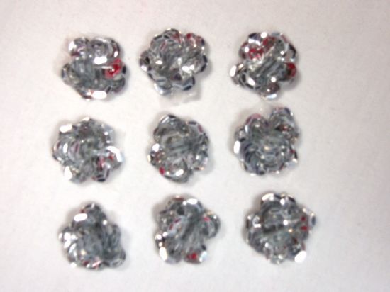 0248  Set of 9  Silver Sequin Flower Appliques 1/2"