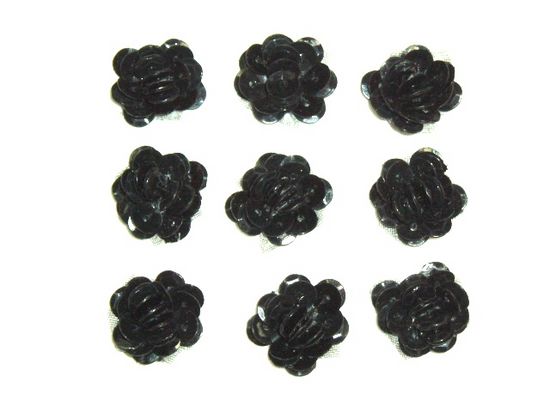 0248  Black Sequin Floral Trim 1/2"