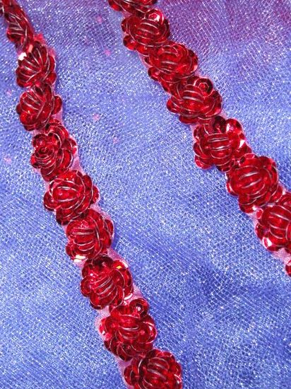 0248  Red Sequin Floral Trim 1/2"