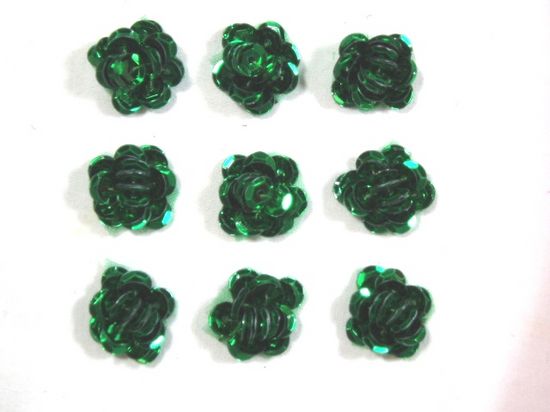 0248  Kelly Green Sequin Floral Trim 1/2"
