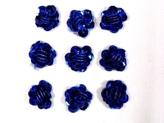 A0248  Set of 9  Royal Blue Sequin Flower Appliques 1/2"