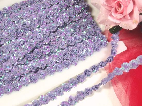 0248  Lavender AB Sequin Floral Trim 1/2"