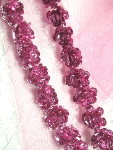 0248  Mauve Sequin Floral Trim 1/2"