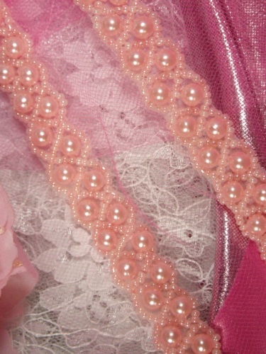 0285 Pink Pearl Beaded Sewing Trim 5/8"