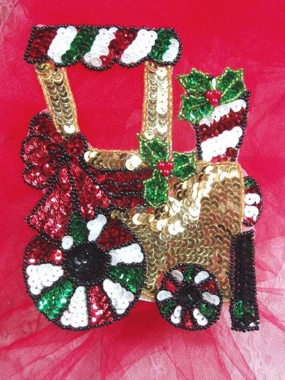 0296  Train Beaded Sequin Applique 5.5"