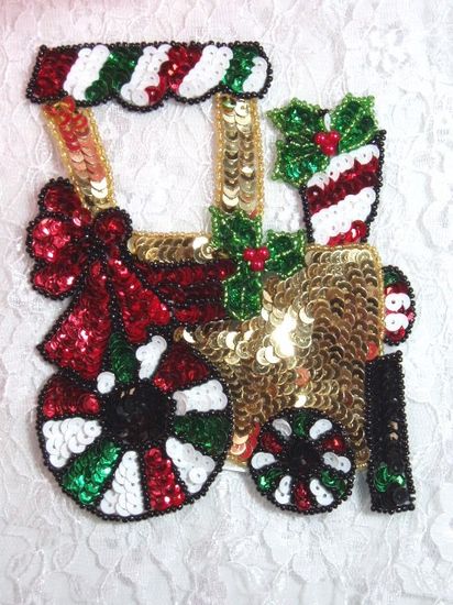 0296  Train Beaded Sequin Applique 5.5"
