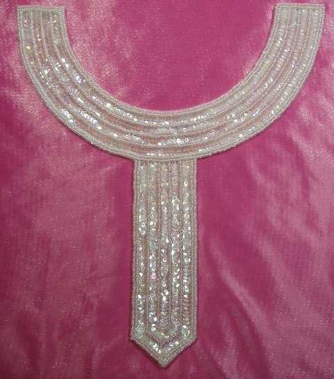 K8397  Crystal AB Collar Sequin Beaded Applique 9.5"