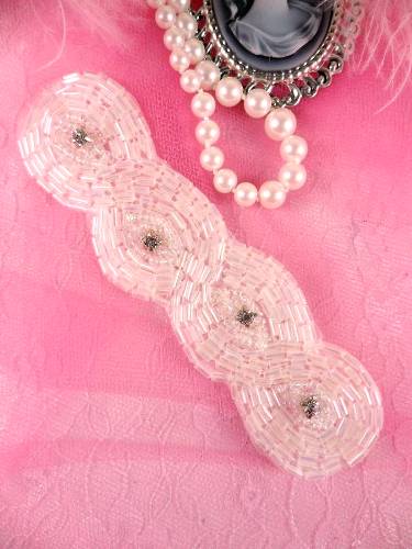 0303 Cyrstal AB Braided Rhinestone Beaded Applique 5"