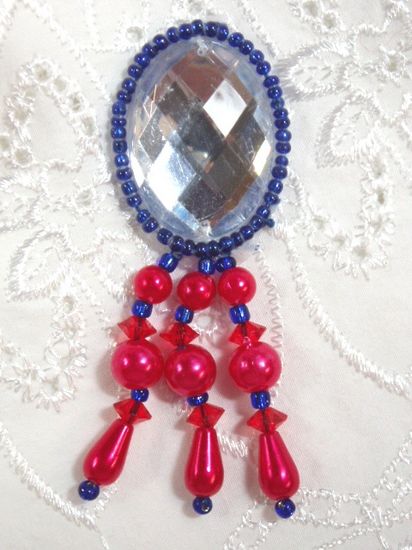 0341 Patriotic Jewel Dangle Beaded Applique 3"