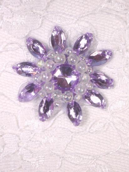 0342  Lavender / Crystal AB Jewel Beaded Applique 1.5"