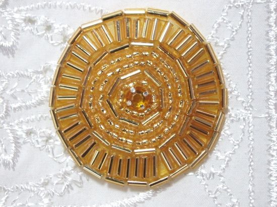 0367 Gold Rhinestone Beaded Applique 1.5"