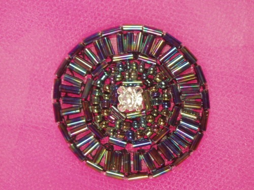 0367 Black AB Rhinestone Beaded Applique 1.5"
