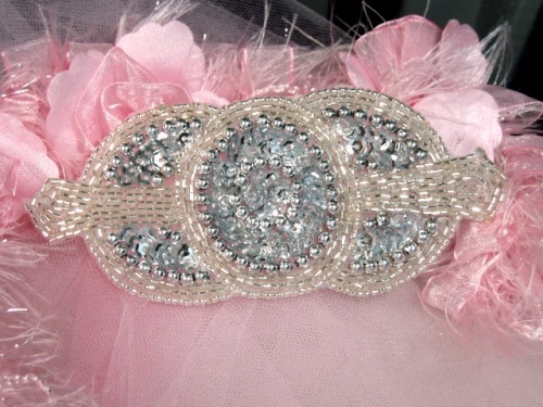 0369 Silver Triple Circle Sequin Beaded Applique