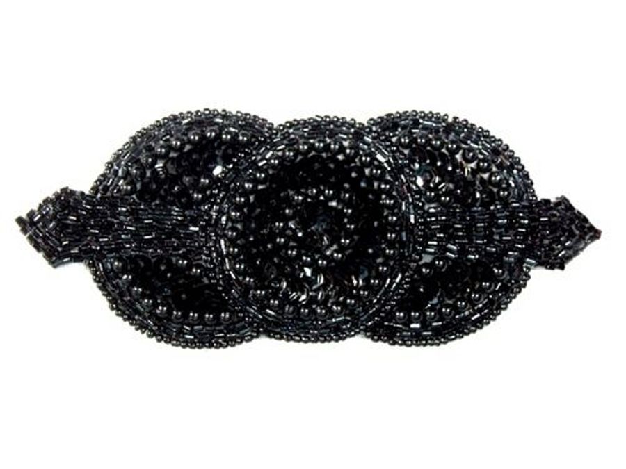 0369 Black Triple Circle Sequin Beaded Applique
