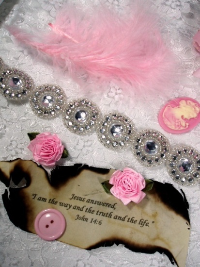 0379  Clear Rhinestone Round Beaded Appliques or Trim 1.25"