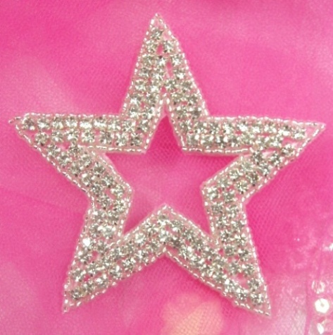 0472  Genuine Rhinestone Star Beaded Applique 3.5"