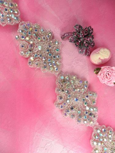 0477  Cinderella  Aurora Borealis Crystal AB Rhinestone Beaded Trim 2"