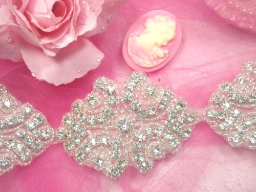 0477  Cinderella  Genuine Rhinestone Beaded Trim 2"