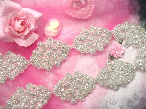 0477  Cinderella  Genuine Rhinestone Beaded Trim 2"