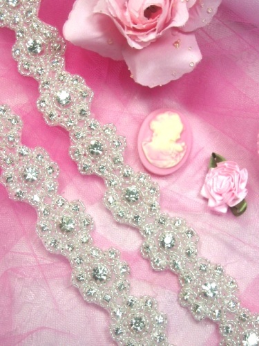 0478  Starlight Floral Genuine Rhinestone Beaded Trim