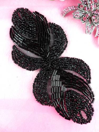 0501 Eyes of Wisdom Black Beaded Applique 5"