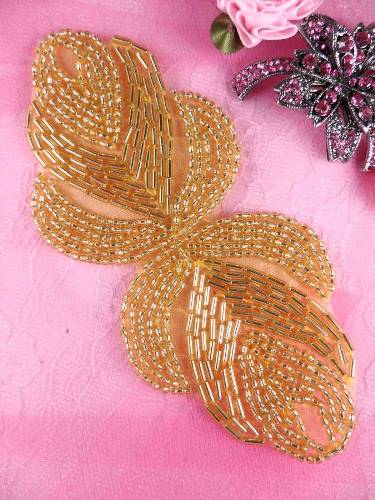 0501 Eyes of Wisdom Gold Beaded Applique 5"