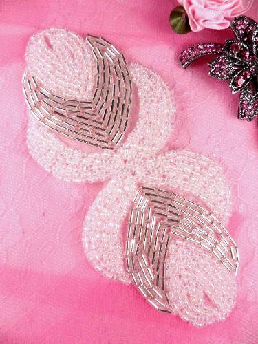 0501 Eyes of Wisdom Crystal AB Silver Beaded Applique 5"