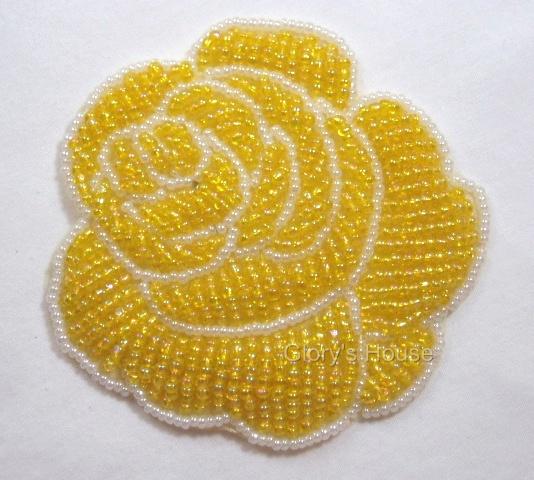 Yellow Rose  Beaded Applique  k8740