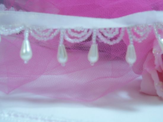 C32  White Crystal Pearl Beaded Fringe Sewing Trim 1.25"