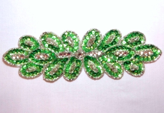 K8122  Neon Lime Green 7.75" Sequin Beaded Applique