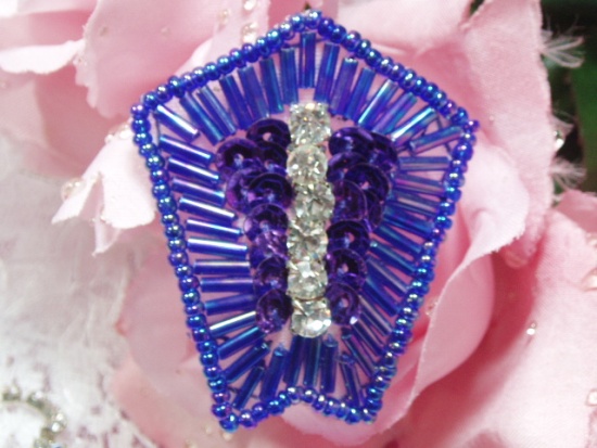 Purple AB Rhinestone 2" Sequin Beaded Applique K1273