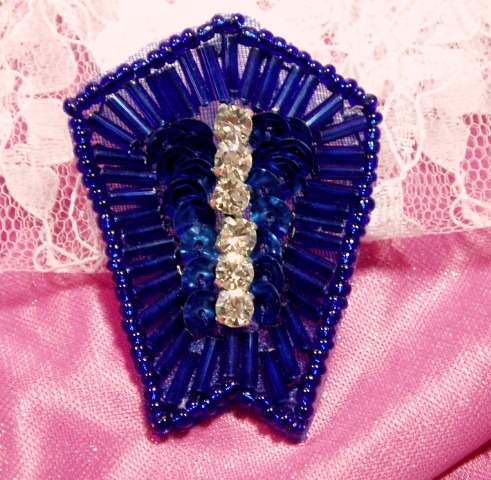 Blue Rhinestone 2" Sequin Beaded Applique K1273