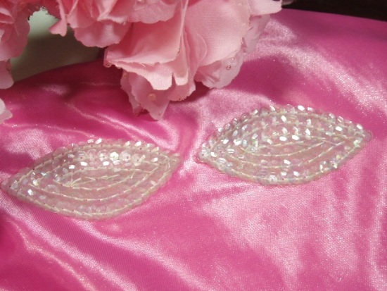 K8263  Set of ( 2 )  Crystal AB Eye Pair Sequin  Appliques  2.5"
