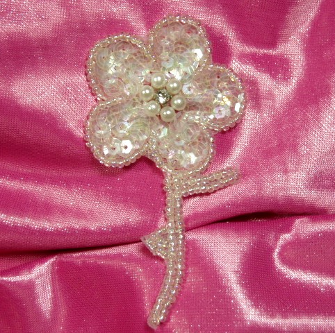K8267  Crystal Floral Sequin Beaded Applique 3"