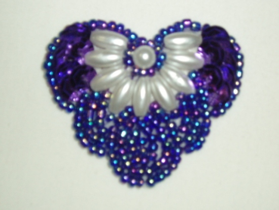 K1231  Purple Pearl  Sequin Beaded Applique  1.75"