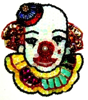 LC345 Clown Sequin Beaded Applique 4"